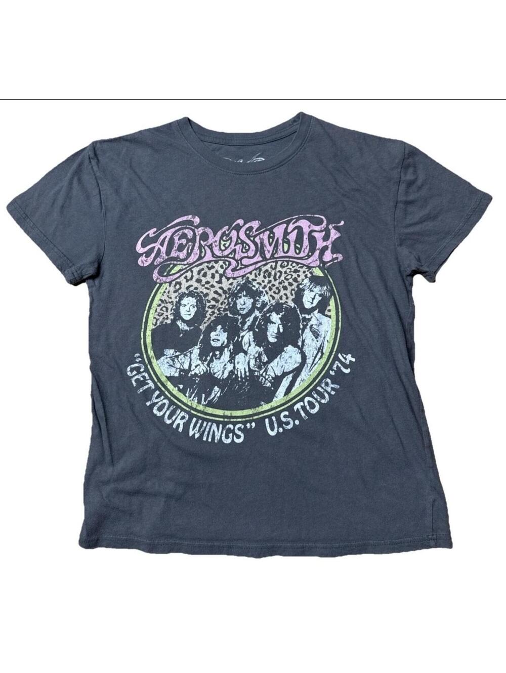 Aerosmith  Shirt Women's Medium Retro Get Your Wings 1974 Tour Graphic Shredded
